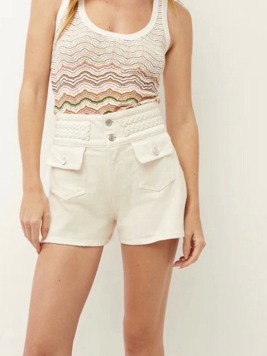 Veronica Beard Pants - WORN 1x! Veronica Beard Ivory High-Waist Braided-Waist Shorts size 27